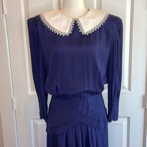 JANE SINGER vintage 80’s dress with collar and intricate waist